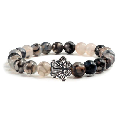 MELIA – Elegantes Perlenarmband mit charmantem Pfotenanhänger aus natürlichem Steinstoff