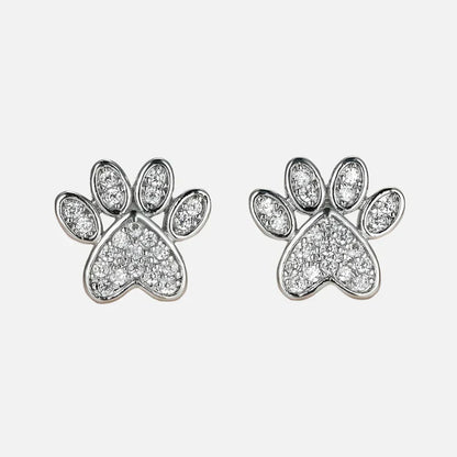 ALINA – Elegante herzförmige Pfoten-Ohrstecker mit funkelnden weißen Zirkonia