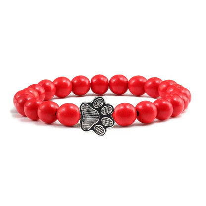 MELIA – Elegantes Perlenarmband mit charmantem Pfotenanhänger aus natürlichem Steinstoff