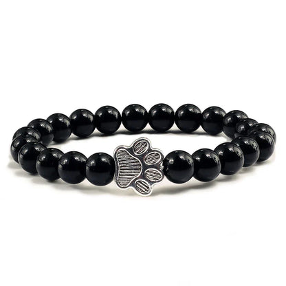 MELIA – Elegantes Perlenarmband mit charmantem Pfotenanhänger aus natürlichem Steinstoff