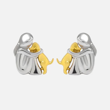 NURI – Elegante bicolor Bicolor-Umarmungs-Ohrstecker aus Silber & Gold für stilvollen Look