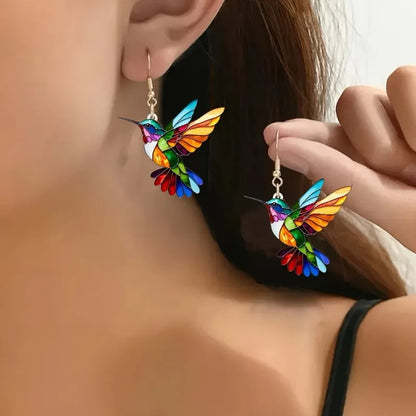 SOLINA – Elegante Acryl-Kolibri-Ohrringe im modernen 2D-Design