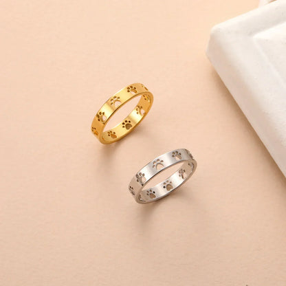 MIRAIE – Eleganter verstellbarer Pfotenabdruck-Ring in glänzender Goldoptik aus hochwertigem Edelstahl